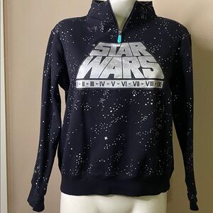 Disney STAR WARS Black space Zip front sweatshirt top M🖤